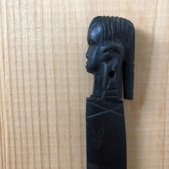 Vintage Unique Tribal Carved Dark Wooden Letter Opener - Picture 2 of 6